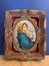 VINTAGE quadro CAPOLETTO MADONNA CON BAMBINO GESù CORNICE GESSO 34x40cm