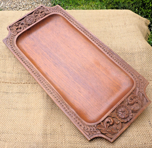 Wooden tray hand carved - ,