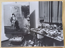 Studio del pittore GIOVANNI CAPPELLI con autoritratto / Foto originale 22,5 x 16