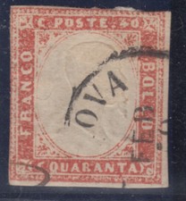 SARDEGNA - 1859 - Sassone n. 16Ba vermiglio mattone cv 780$.