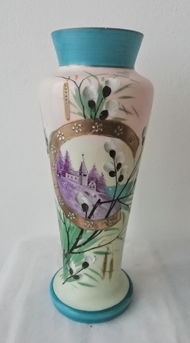 Vaso antico opalina dipinto - vaso, in