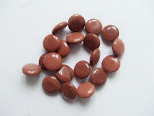 2pz perline pietra d'oro goldstone sintetica rotonda piatta 20mm colore marrone