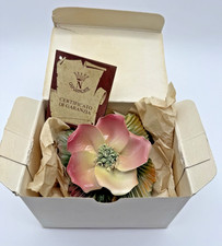 Vintage Capodimonte Italia fiore rosa porcellana fiore splendido fatto a mano timbrato
