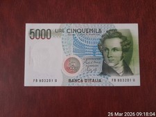 BANCONOTA 5000 LIRE  BELLINI