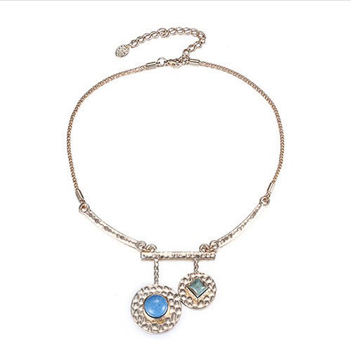 Collana con ciondolo - tondo, blu