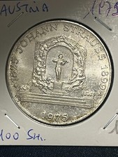 Scellini Argento 100 Shilling  Austria  1975 Johann Strauss Fdc Unc Silver