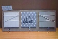 APPENDINO IN LEGNO DA PARETE A 3 GANCI ACCIAIO E 2 PORTAFOTO SHABBY 45 x 17 x 4