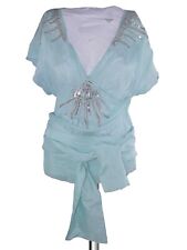 Pinko Maglia Top Donna 42 Eu38 M Medium Verde Acqua 100% Seta Made Italy Blusa