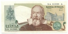 2000 LIRE BANCA D'ITALIA GALILEO GALILEI SERIE SOSTITUTIVA XA-A 08/10/1973 qSPL