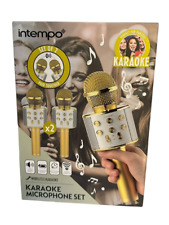 Set Karaoke Microfoni Oro Wireless Bluetooth Capodanno Festa Compleanno