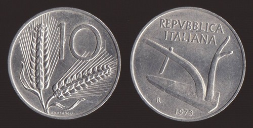 Lire 1973 spighe aratro - spighe, e