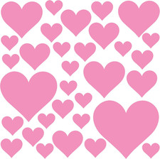 Set 32 Adesivi Murali Bambini Cuori - Wall Stickers Muro Cameretta - Decorazione