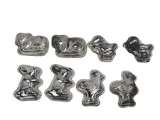 lotto di 8 FORMINE PER DOLCI ANIMALI LA FATTORIA in metallo stampini vintage da