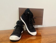 Sneakers Originali Louis Vuitton,Camoscio Traforato Nero, Suola Bianca N'38,5