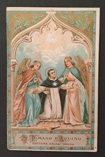 A3 ANTICO Santino  Holy Card SAN TOMMASO D' AQUINO CROMO