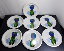 6 Piatti Vintage MELAMINA Style Design Fiore Modernariato Made in Italy cm 20