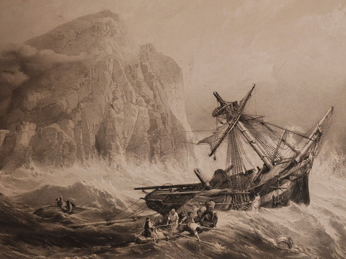 Paesaggio marino con naufragio - con,