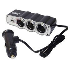 PROLUNGA 12 24V MULTIPRESA 3 porte ACCENDISIGARI presa USB CARICABATTERIE auto