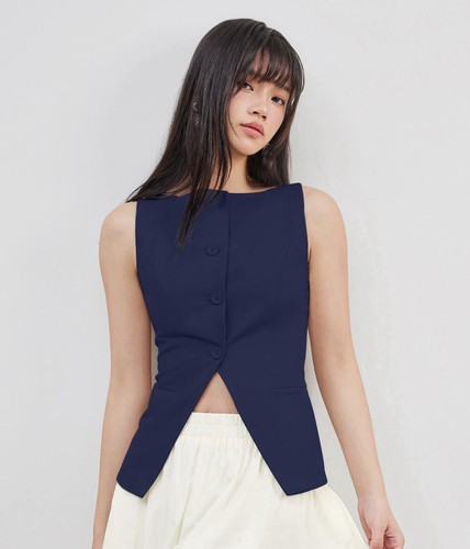 Canotta sidro navy top tessuto - canotta,