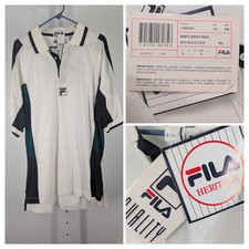 Polo tennis golf Fila vintage anni 90 pannello colorblock logo morbido cotone