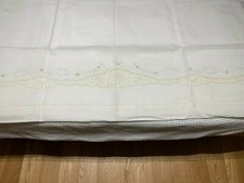 PARURE LENZUOLA MATRIMONIALE IN LINO CON APPLICAZIONI AL TOMBOLO ANNI '70 