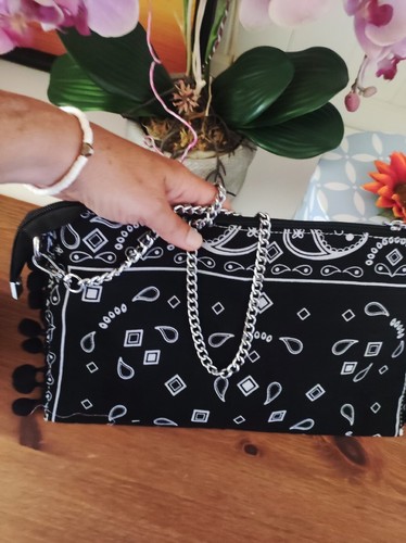 Borsa nera bianca pochette - nera,
