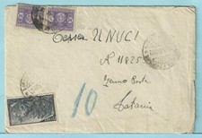 storia postale busta con £ 15 Risorgimento con coppia segnatasse £ 5/Fermo Posta