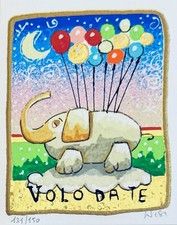 Leo Nisi - Serigrafia materica con foglia oro, numerata e firmata