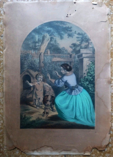Xilografia donna con bambino - donna,