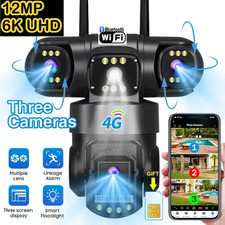 V380Pro 4G Telecamera Sim GSM WIFI Cam 12MP 6K Tre Obiettivi Tre Schermi Monitor