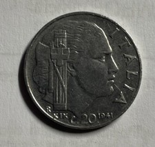 Moneta storica 20 centesimi del 1941 Regno d’Italia.