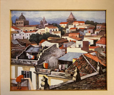 RENATO GUTTUSO SERIGRAFIA SU CERAMICA TETTI DI PALERMO ITALCAMBIO 2005 CV