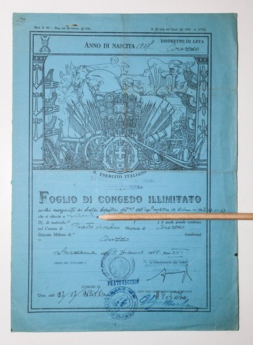 Foglio congedo illimitato - foglio,