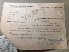 Documento battaglione paracadutisti Nembo RSI ferito 1944 / 45