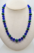 MURANO COLLANA  COBALT BLU  GLASS GREEN  MURANO BEADS