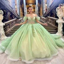 Abiti Quinceanera Verde Spalla