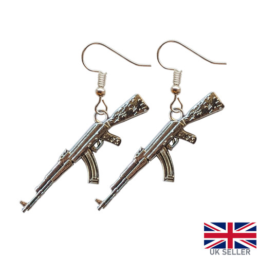 Machine gun earrings - gun, replica