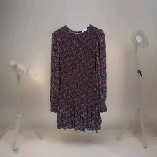 Abito donna Kookai seta/viscosa manica lunga corpetto scollato polsini Eur 38