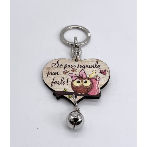 Portachiavi legno cuore - cuore, con