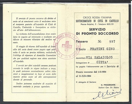 198 tessera croce rossa - tessera,