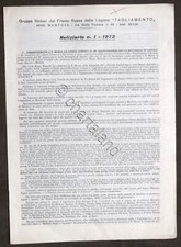 Gruppo Reduci Fronte Russo Legione Tagliamento - Mantova Notiziario N. 1 - 1972