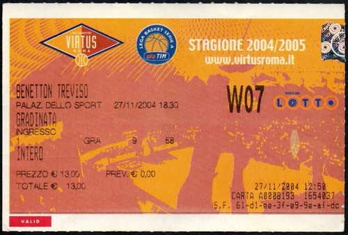 Ticket virtus roma benetton - ticket, vs