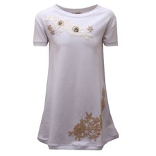 0813AD abito bimba girl TWIN-SET maxi maglia white cotton embroidered dress kids