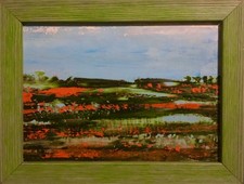 Quadro”paesaggio ” olio su cartone  telato 13 x 18 cm compresa cornice 