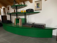 libreria scaffale legno laccato lunghezza 3,70 larg 0,60 h 1,35 verde montanti 