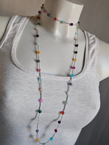 Collana lunga all uncinetto - collana, all'uncinetto