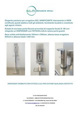 Piantana sanificante  ACCIAIO INOX DESIGN porta gel igienizzante e porta guanti.