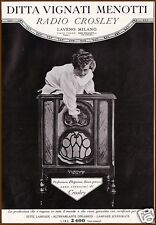 PUBBLICITA' 1930 OLD RADIO CROSLEY  ELEGANZA STILE VIGNATI MENOTTI LAVENO MILANO