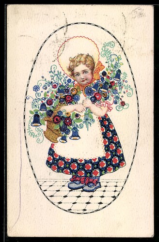 Cartolina artista donna in - cartolina,