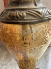 Antico lume Elettrico in vetro opalina con decori floreali Beige  '900.